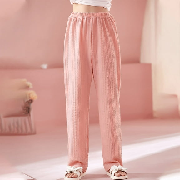 SGFCWSX Girls Long Pants Solid Color Soft Sweatpants Summer Hot Pink Size 11-12Years