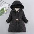thumbnail image 1 of SGFCWSX Girls Long Puffer Coat Winter Jacket Hooded Faux Fur Trim Belted Quilted Warm Insulated Outerwear Black Size 4T, 1 of 9