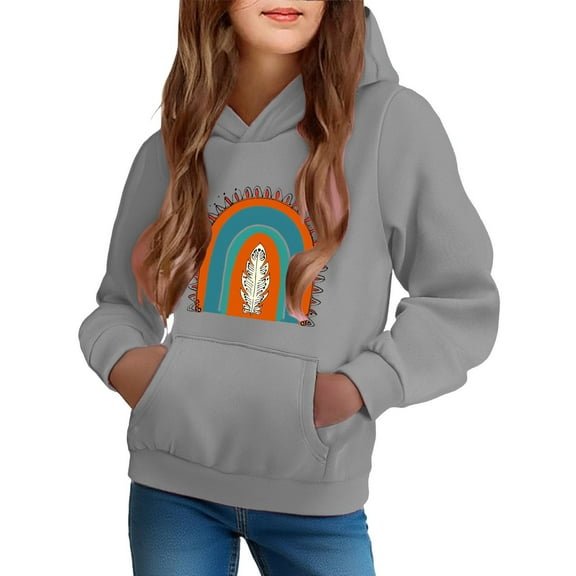 SGFCWSX Girls Long Sleeve Sweatshirt Oversized Hoodies Kids Baggy Graphic Tops Gray Size 11 Years