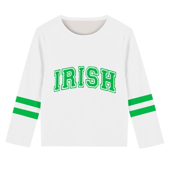 SGFCWSX Girls Long Sleeve T-Shirt, Kids Crew Neck Casual Print Top White Size 3-4 Years