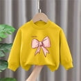 thumbnail image 1 of SGFCWSX Girls Long Sleeve Tops Fleece Bow Print Sweatshirt Kids Crew Neck Casual Fall Sweatshirts Yellow Size 7 Years, 1 of 3