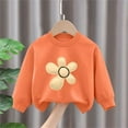 thumbnail image 1 of SGFCWSX Girls Long Sleeve Tops Fleece Floral Print Sweatshirt Kids Crew Neck Fall Casual Sweatshirts Orange Size 3 Years, 1 of 3