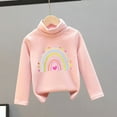 thumbnail image 1 of SGFCWSX Girls Long Sleeve Tops Fleece Lined Print Sweatshirt Kids High Neck Casual Winter Sweatshirts Pink Size 3 Years, 1 of 3