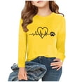 thumbnail image 1 of SGFCWSX Girls Long Sleeve Tops Round Neck Shirts Kids Casual Fall T-Shirts Yellow Size 9-10 Years, 1 of 4
