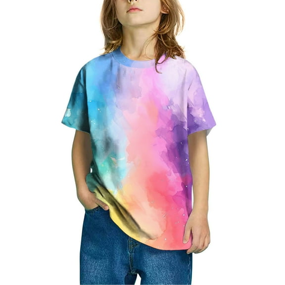 SGFCWSX Girls Loose Short Sleeve T-Shirt, Kids Cotton Soft Casual Tops Stylish Summer Tees Multicolor Size 7-8 Years