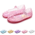 thumbnail image 1 of SGFCWSX Girls Mary Jane Shoes Glitter Jelly Hollow Floral Closed Toe Flat Soft Sole Princess Dress Shoes for Party Daily Wear Hot Pink Size 9.5 Toddler, 1 of 10