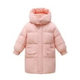 thumbnail image 1 of SGFCWSX Girls Mid-Length Hooded Puffer Coat Kids Winter Warm Jacket with Pockets Pink Size 6-7Years, 1 of 4