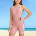 thumbnail image 1 of SGFCWSX Girls One Piece Swimsuit Boyleg Racerback Print Summer Athletic Bathing Suit for Kids Swim Training Pink Size 11-12 Years, 1 of 9