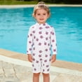 thumbnail image 1 of SGFCWSX Girls One Piece Swimsuit Long Sleeve Cute Print Knee Length Rash Guard Bathing Suit for Kids Beach Pool Swim Lessons Purple Size 3 Months, 1 of 6
