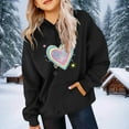 thumbnail image 1 of SGFCWSX Girls Oversized Heart Print Hoodie, Kids Trendy Pullover Soft with Pocket Sweatshirt for Daily Casual Wear Black Size 11-12 Years, 1 of 6