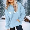 thumbnail image 1 of SGFCWSX Girls Oversized Heart Print Hoodie, Teens Comfort Pullover with Pocket Soft Sweatshirt for Daily Casual Wear Light Blue Size 13-14 Years, 1 of 6