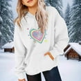 thumbnail image 1 of SGFCWSX Girls Oversized Heart Print Hoodie, Teens Pullover Soft with Pocket Trendy Sweatshirt for Daily Casual Wear White Size 13-14 Years, 1 of 6