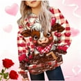 thumbnail image 1 of SGFCWSX Girls Oversized Hoodie, Teens Plaid Cute Heart Print with Pocket Pullover Sweatshirt for Casual Daily Wear Red Size 13-14 Years, 1 of 6