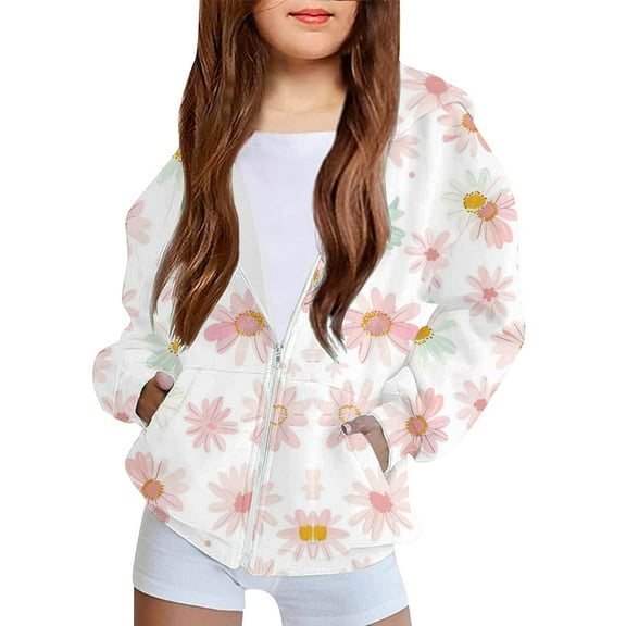 SGFCWSX Girls Oversized Hoodies Fleece Sweatshirts Kids Graphic Fall Sweatshirt Jacket White Size 10 Years