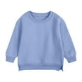 thumbnail image 1 of SGFCWSX Girls Oversized Sweatshirt Fleece Lined Solid Color Pullover Top Toddler Crew Neck Fall Sweatshirts Light Blue Size 4 Years, 1 of 6