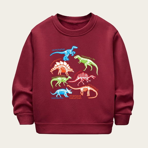 SGFCWSX Girls Oversized Sweatshirt Print Fleece Lined Pullover Top Kids Casual Crew Neck Sweatshirts Red Size 6 Years