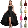 thumbnail image 1 of SGFCWSX Girls Pageant Dress Spaghetti Strap Satin High Low Hem Ruched Wedding Party Dresses for Kids Black Size 11, 1 of 7