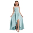 thumbnail image 1 of SGFCWSX Girls Pageant Dress Spaghetti Strap Satin High Low Hem Ruched Wedding Party Dresses for Kids Light Blue Size 7, 1 of 6