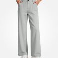 thumbnail image 1 of SGFCWSX Girls Pants, Classic Straight Leg School Uniform Trousers with Button Closure for Daily Wear Gray Size 7, 1 of 8