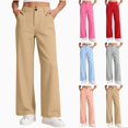 thumbnail image 1 of SGFCWSX Girls Pants, Classic Straight Leg School Uniform Trousers with Button Closure for Daily Wear Khaki Size 11, 1 of 7