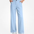 thumbnail image 1 of SGFCWSX Girls Pants, Classic Straight Leg School Uniform Trousers with Button Closure for Daily Wear Light Blue Size 9, 1 of 8