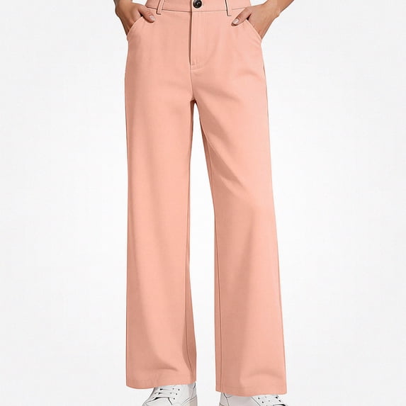 SGFCWSX Girls Pants, Classic Straight Leg School Uniform Trousers with Button Closure for Daily Wear Pink Size 12