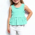 thumbnail image 1 of SGFCWSX Girls Peplum Tank Tops Kids Sleeveless Casual Soft Ruffle Hem Top Mint Green Size 1-2 Years, 1 of 5