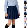 thumbnail image 1 of SGFCWSX Girls Pleated Skirt Elastic Waist School Uniform Kids A Line Mini Skirts Daily Campus Casual Wear Navy Size 9-10 Years, 1 of 8