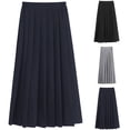 thumbnail image 1 of SGFCWSX Girls Pleated Skirt Teens Elastic High Waist A Line Maxi Skirts Daily School Uniform Wear Navy Size 17 Years, 1 of 4