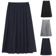 thumbnail image 1 of SGFCWSX Girls Pleated Skirt Teens Elastic High Waist A Line Midi Skirts Daily School Uniform Wear Navy Size 17 Years, 1 of 4