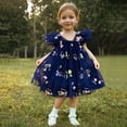 thumbnail image 1 of SGFCWSX Girls Princess Dress Butterfly Back Floral Embroidery Ruffle Flutter Sleeve Tulle Tutu Dress for Birthday Party Navy Size 2-3 Years, 1 of 9