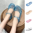 thumbnail image 1 of SGFCWSX Girls Princess Shoes Glitter Jelly Mary Jane Hollow Out Closed Toe Flat Soft Sole Shoes for Cosplay Party Wedding Use Blue Size 10.5 Toddler, 1 of 8