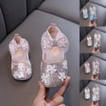thumbnail image 1 of SGFCWSX Girls Princess Shoes Glitter Sequin Flower Bow Rhinestone Accent Closed Toe Flat Dress Shoes for Pageant Party Use Pink Size 11 Little Kids, 1 of 9