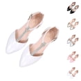 thumbnail image 1 of SGFCWSX Girls Princess Shoes Pointed Toe Rhinestone T-Strap Ankle Buckle Patent Leather Dress Shoes for Pageant Wedding Daily Use White Size 1.5 Big Kids, 1 of 6