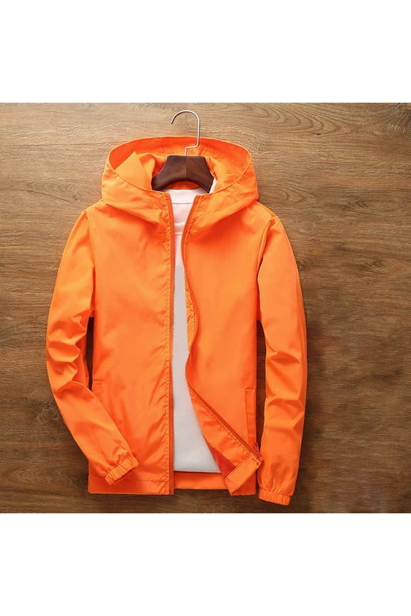 Girls Rain Jacket for School Kids Windbreaker Coat Casual Lightweight Jackets Orange Size 4-5Years