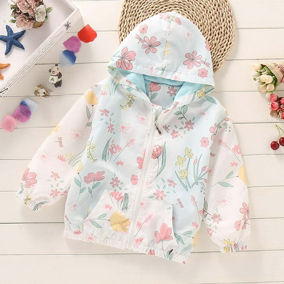 SGFCWSX Girls Rain Jacket for School Kids Windbreaker Coat Lightweight Casual Jackets Mint Green Size 3 Years