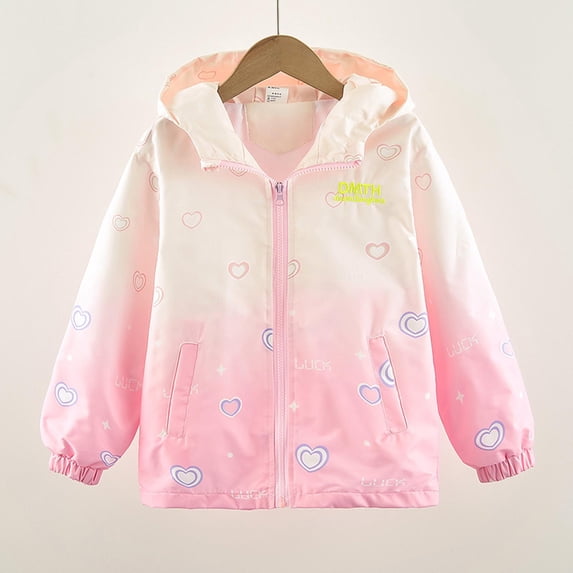SGFCWSX Girls Rain Jacket for School Kids Windbreaker Coat Lightweight Casual Jackets Pink Size 9 Years