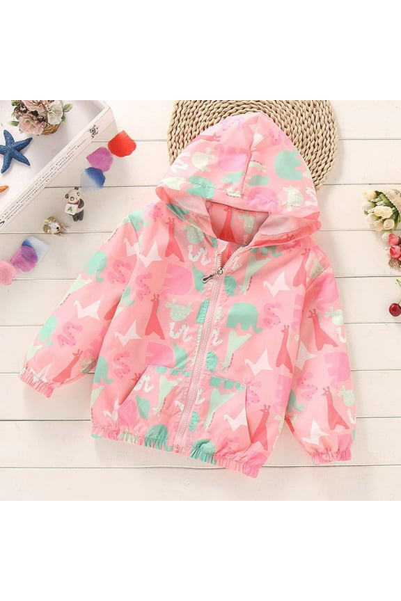 Girls Rain Jacket for School Kids Windbreaker Coat Lightweight Casual Jackets Pink Size 9 Years