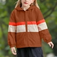 thumbnail image 1 of SGFCWSX Girls Rain Jacket for School Kids Windbreaker Coat Lightweight Color Block Jackets Coffee Size 4 Years, 1 of 9