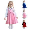 thumbnail image 1 of SGFCWSX Girls School Uniform 2 Piece Set for Kids Collared Pleated Dress with Tie Spring Outfit Pink Size 7-8 Years, 1 of 10