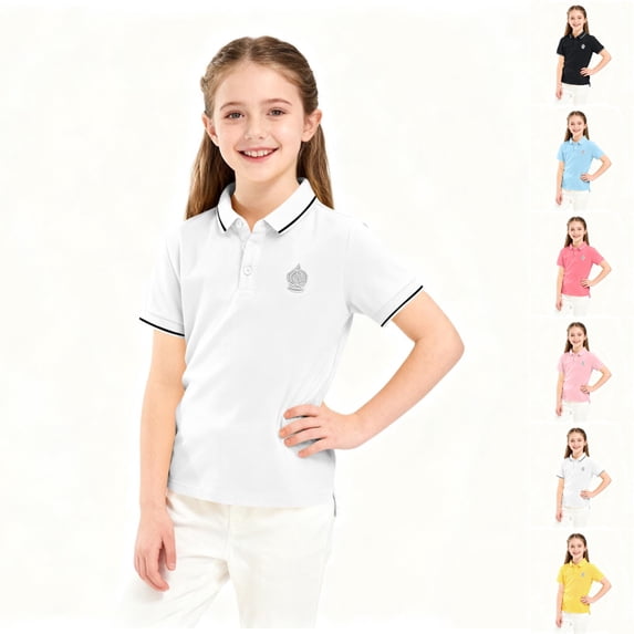 SGFCWSX Girls School Uniforms Short Sleeve Polo Shirt, Teens Soft Collared Top Daily Tees White Size 13-14 Years