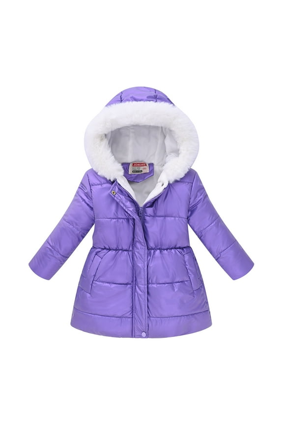 Girls Shiny Gradient Puffer Coat Kids Soft Hooded Warm Jacket Purple Size 7-8 Years