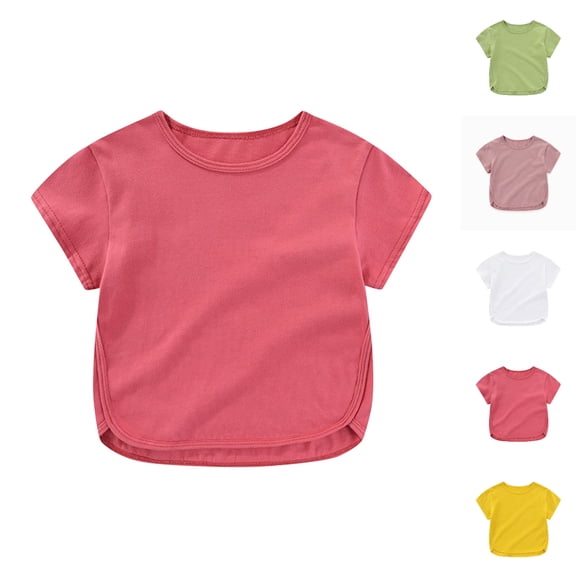 SGFCWSX Girls Short Sleeve Cotton T-Shirt, Kids Soft Crew Neck Tees Daily Summer Casual Tops Watermelon Red Size 6-12 Months