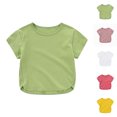 thumbnail image 1 of SGFCWSX Girls Short Sleeve Cotton T-Shirt, Kids Tees Crew Neck Soft Daily Summer Casual Tops Green Size 6-7 Years, 1 of 10
