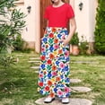 thumbnail image 1 of SGFCWSX Girls Short Sleeve Maxi Dress Kids Graphic Print Crewneck Summer A-Line Dress with Pockets for Casual Wear Red Size 7-8 Years, 1 of 8
