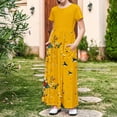 thumbnail image 1 of SGFCWSX Girls Short Sleeve Maxi Dress Kids Graphic Print Summer Crewneck A-Line Dress with Pockets for Casual Wear Yellow Size 7-8 Years, 1 of 8