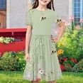 thumbnail image 1 of SGFCWSX Girls Short Sleeve Midi Dress Kids Casual Crewneck Print Flowy A-Line Dress for Spring Summer Beach Wear Multicolor Size 9-10 Years, 1 of 8