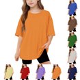 thumbnail image 1 of SGFCWSX Girls Short Sleeve Oversized T-Shirt, Kids Tees Crew Neck Daily Casual Summer Tops Orange Size 8-9 Years, 1 of 9