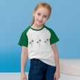 thumbnail image 1 of SGFCWSX Girls Short Sleeve Raglan T-Shirt, Kids Crew Neck Printed Tees Regular Fit Summer Daily Tops Green Size 5-6 Years, 1 of 8
