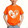 thumbnail image 1 of SGFCWSX Girls Short Sleeve Shirts, Kids Comfort Fit Crewneck Graphic Summer Tees Casual Soft Tops Orange Size 10-11 Years, 1 of 6